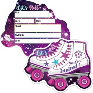 Colorful Roller Skate Invitations & Envelopes (14 count)